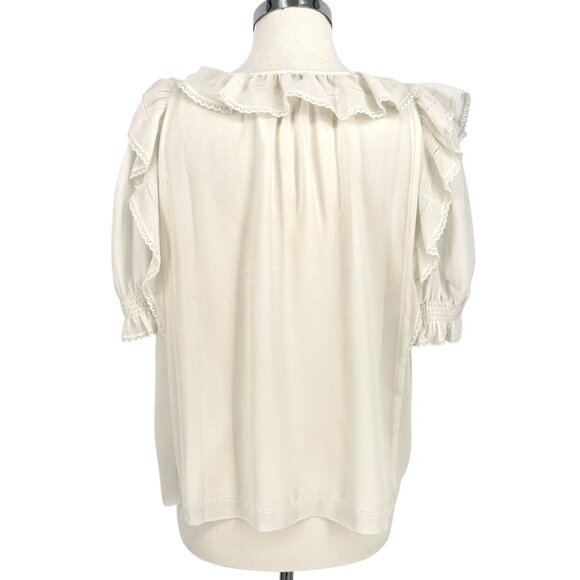 Wilfred Amyris Blouse in Light Birch Ivory Ruffle Detail Size Small - Picture 6 of 11
